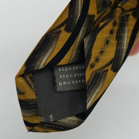 Today's Man Silk tie Gold Blue Black Wave - Picture 5 of 5